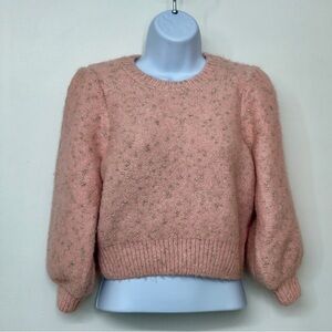 ZARA Women Pink with Gold Accents Round Neck, Long Sleeve Sweater, Size S, NWOT